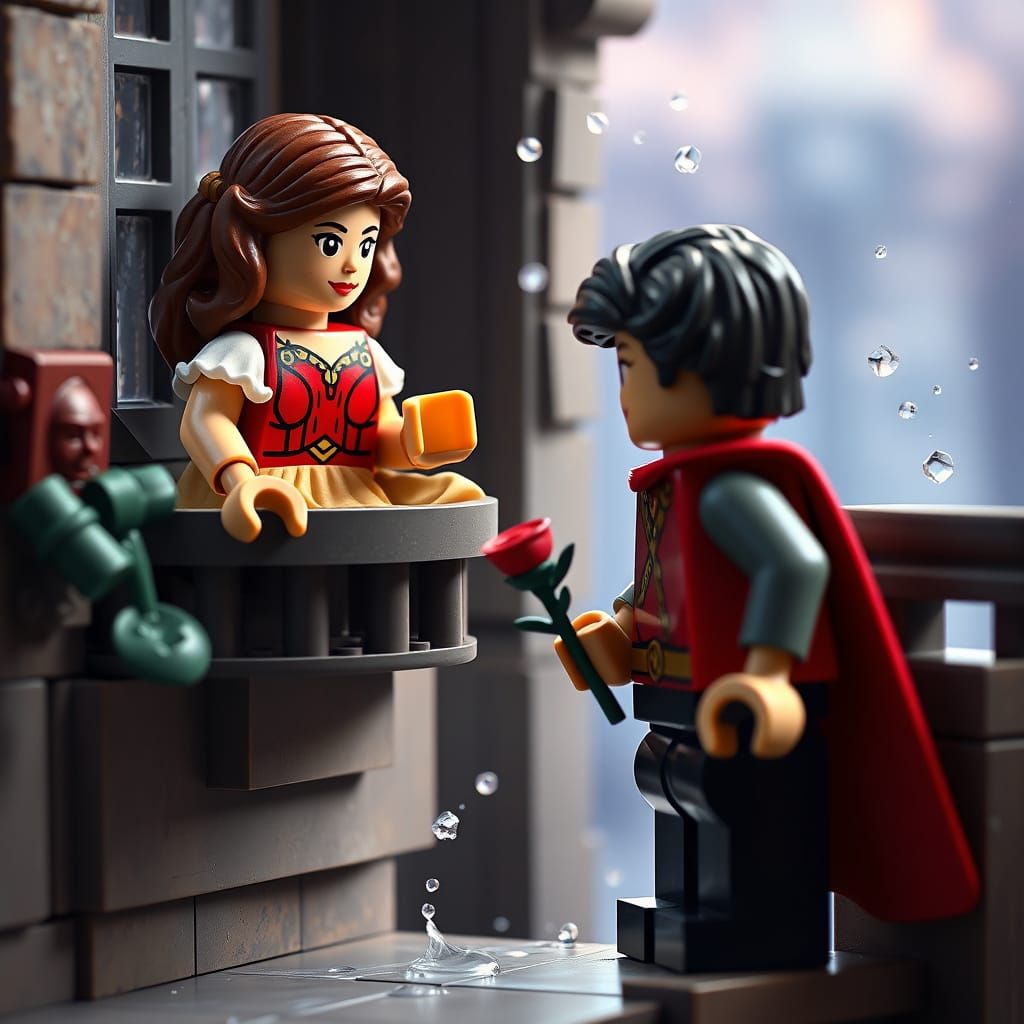 Romeo and Juliet LEGO Scene in Deep Fantasy Colors
