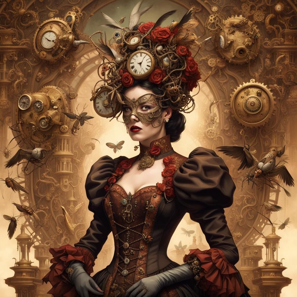 Steampunk Opera Diva with Mechanical Chorus