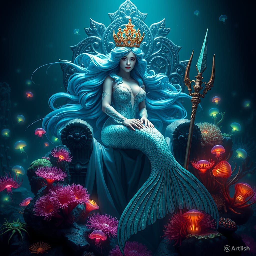 Mermaid Queen Reigns in an Underwater Realm of Fantasy