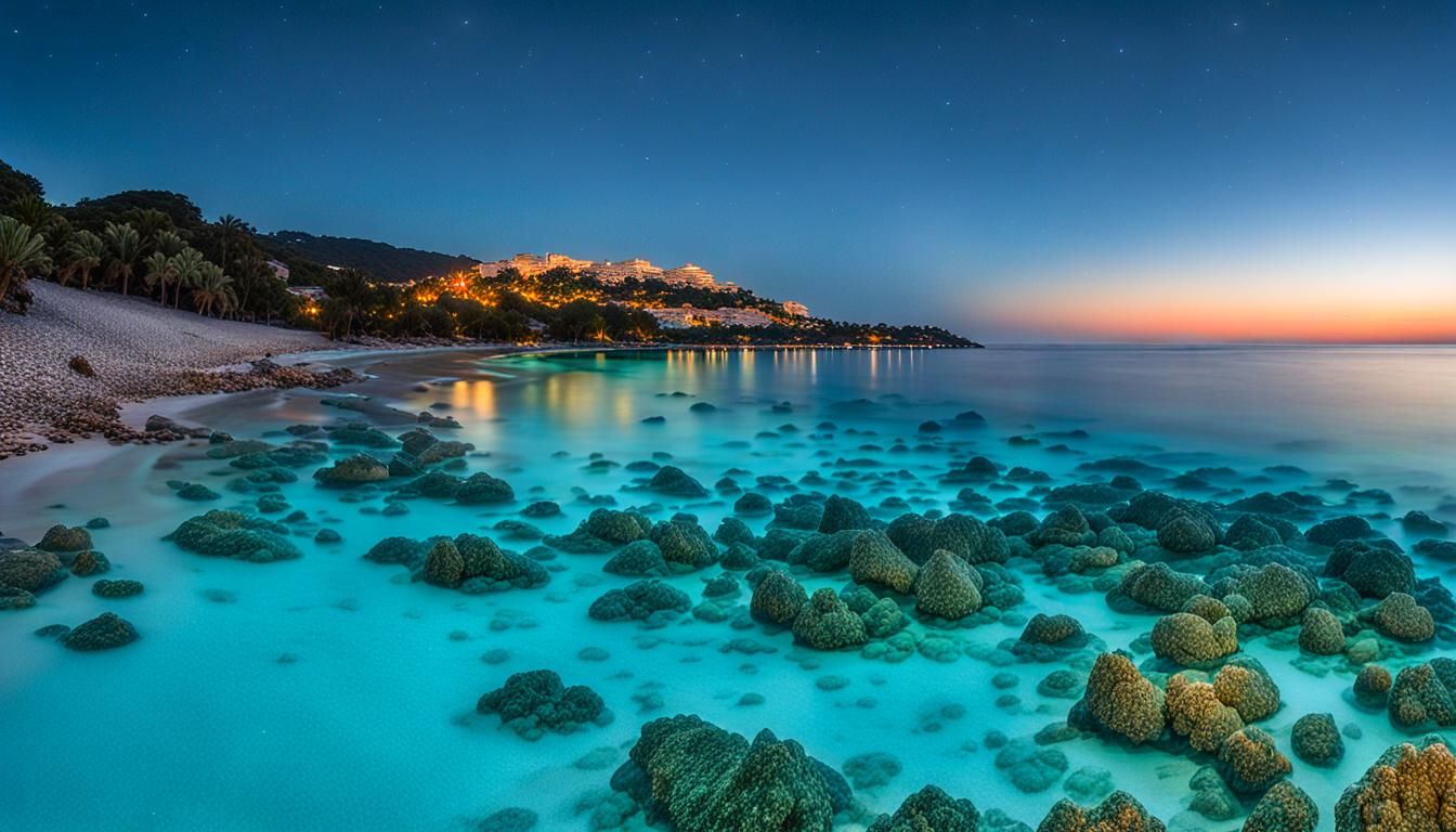 Tropical Azure Nightscape with Coral Breezes