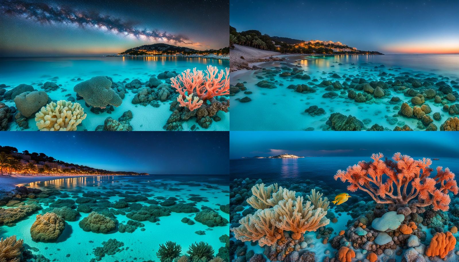 Tropical Azure Dome Night Beach Scene