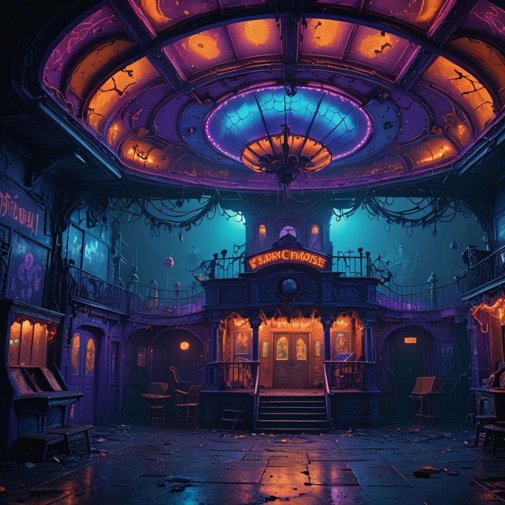 Eerie Funhouse in Seahorse Kingdom: 3D Digital Art