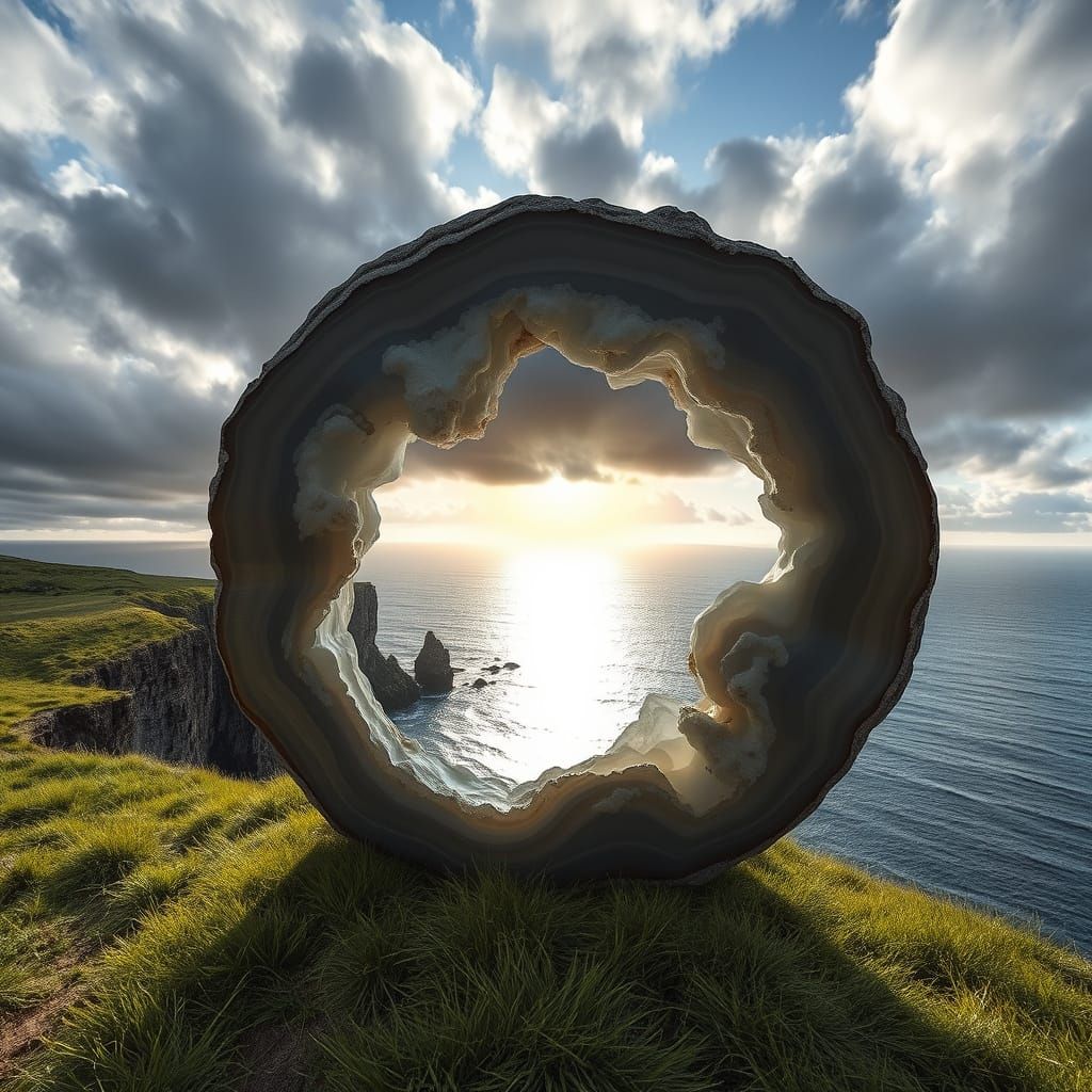 Storm in Agate Ring Sculpture by the Coast
