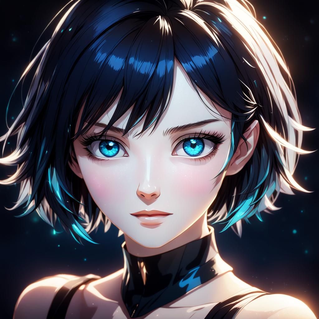Anime Portrait of a Girl with Black Hair