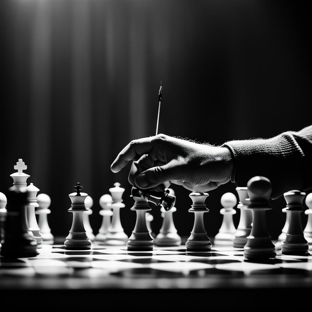 Chess Game Checkmate in Cinematic B&W