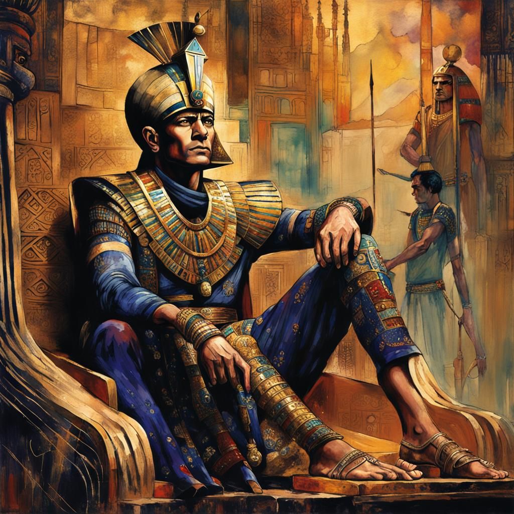 Egyptian Pharaoh Warrior in Regal Attire