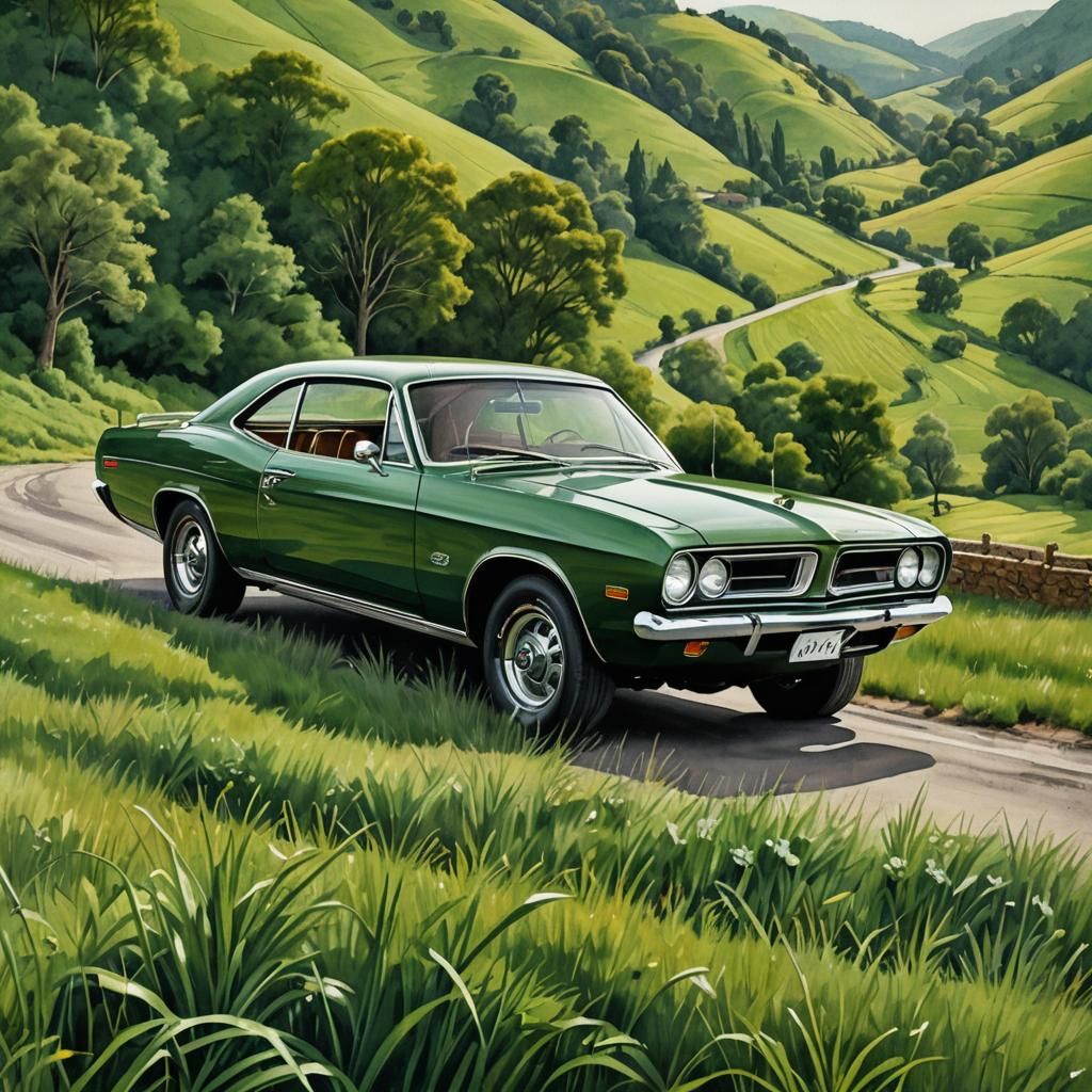 1967 Plymouth Barracuda in Watercolor Style