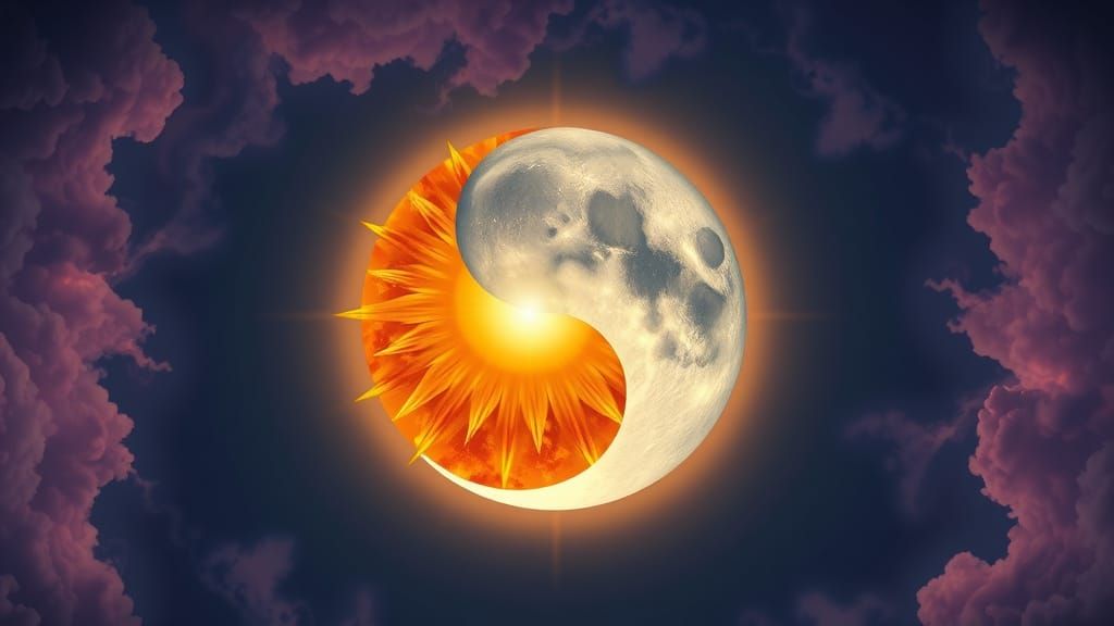 Yin-Yang Sun and Moon in Cosmic Dance