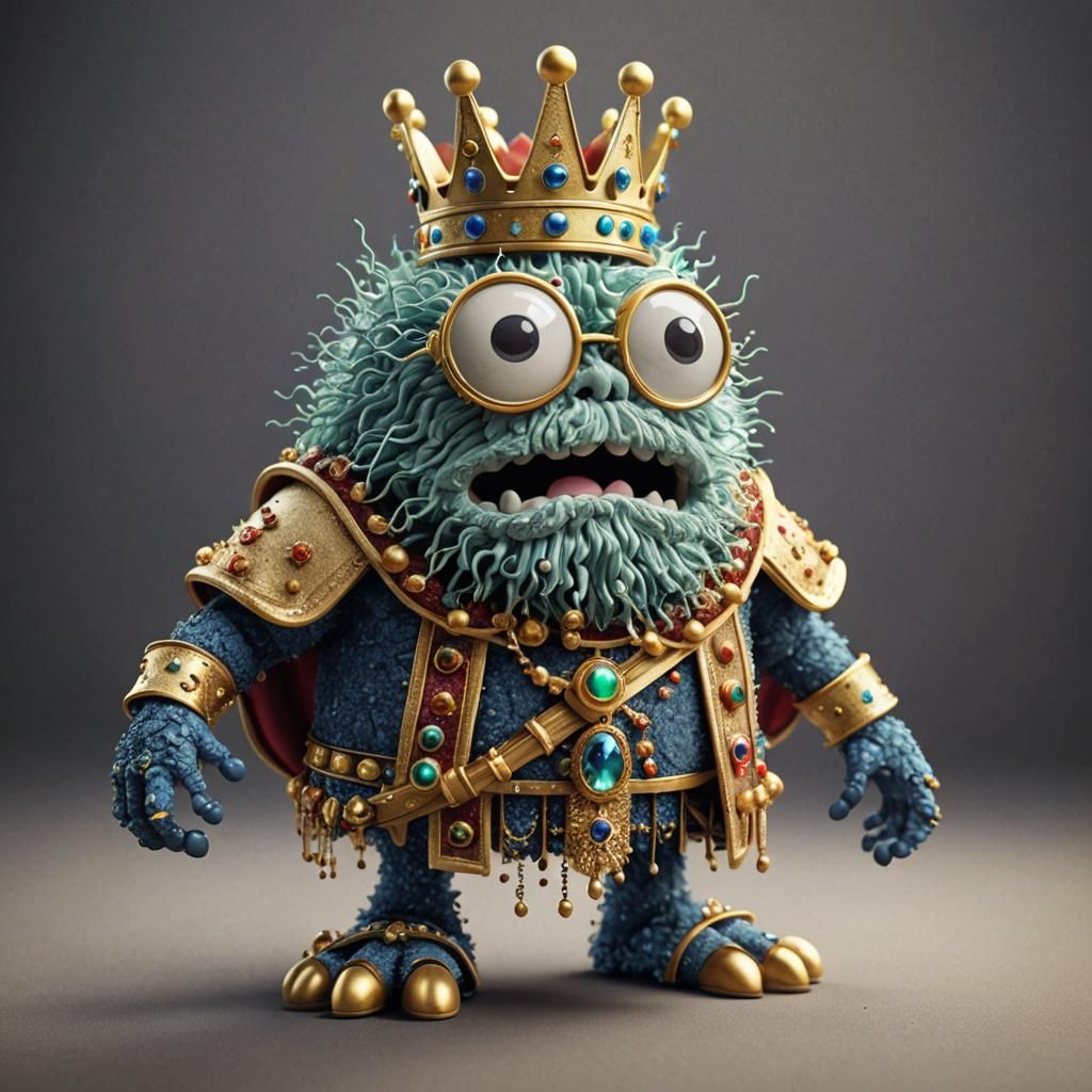 Bacterium Dressed as King With Crown and Scepter