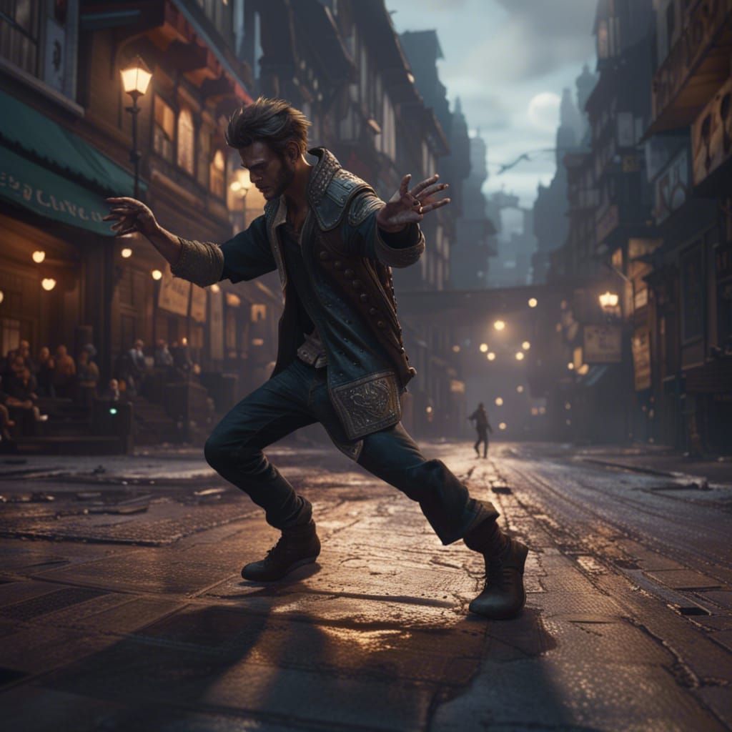 Fantasy Street Dancer in Hyperdetailed Art