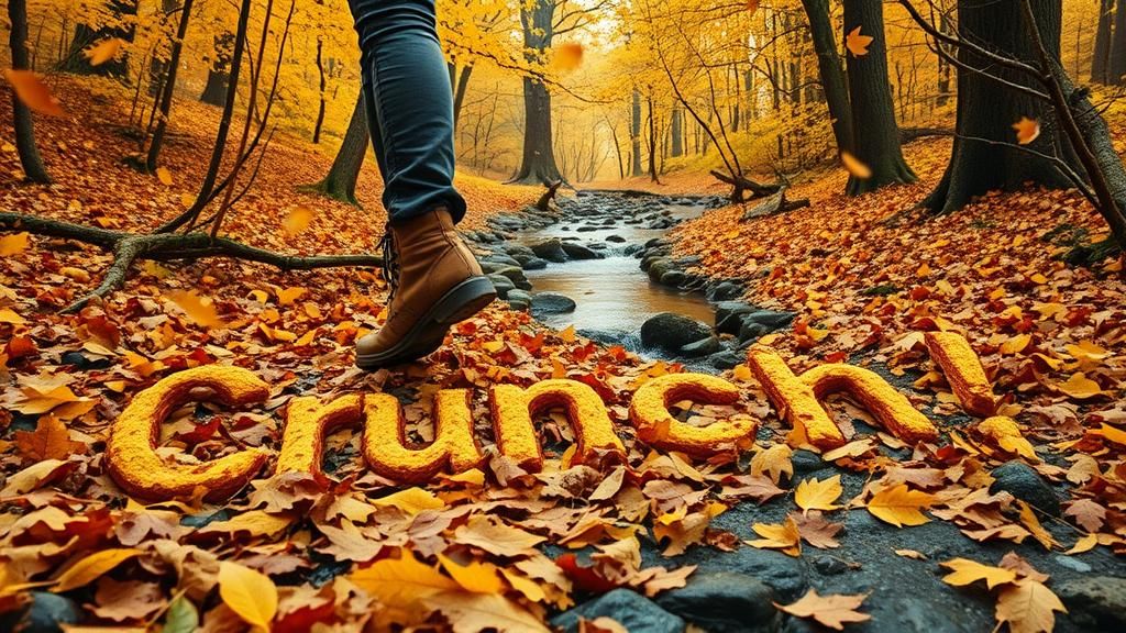 Autumn Forest Scene with 'Crunch!' Leaves
