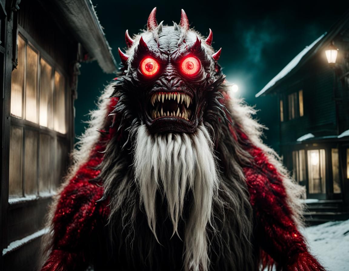 Horror Movie Monster with Glowing Red Eyes