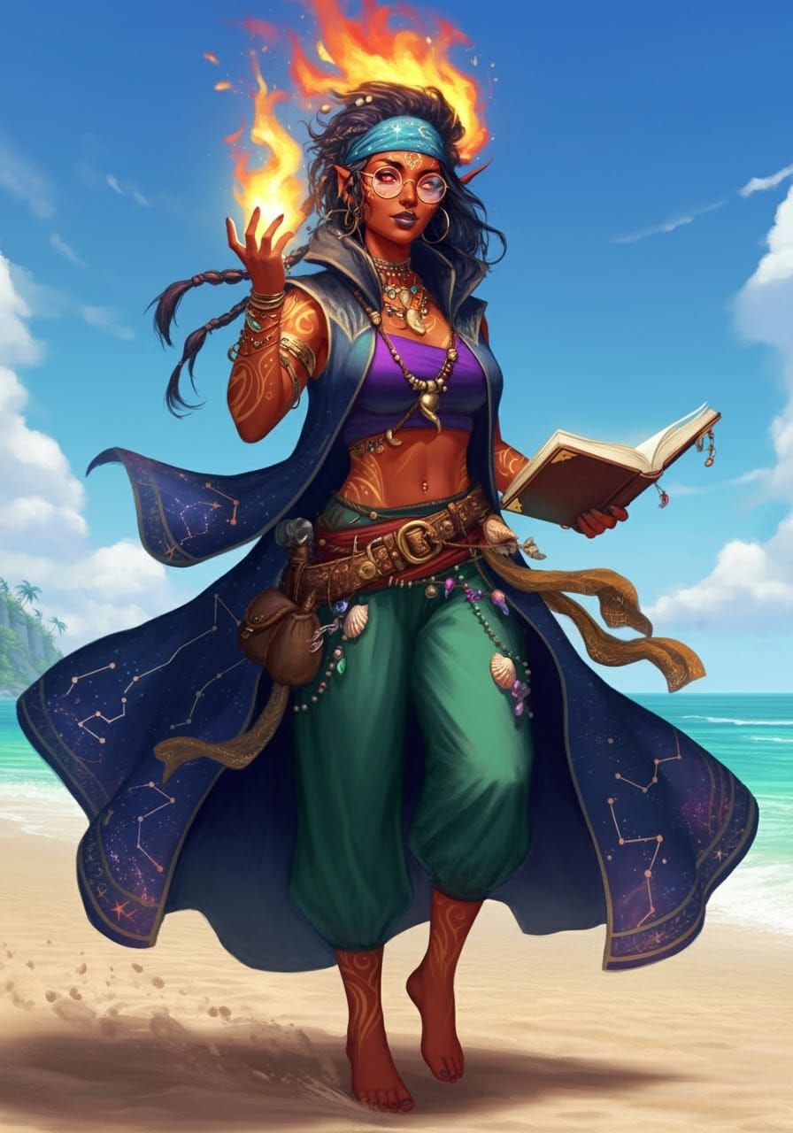 Trying my hand on a fire Genasi-character 2