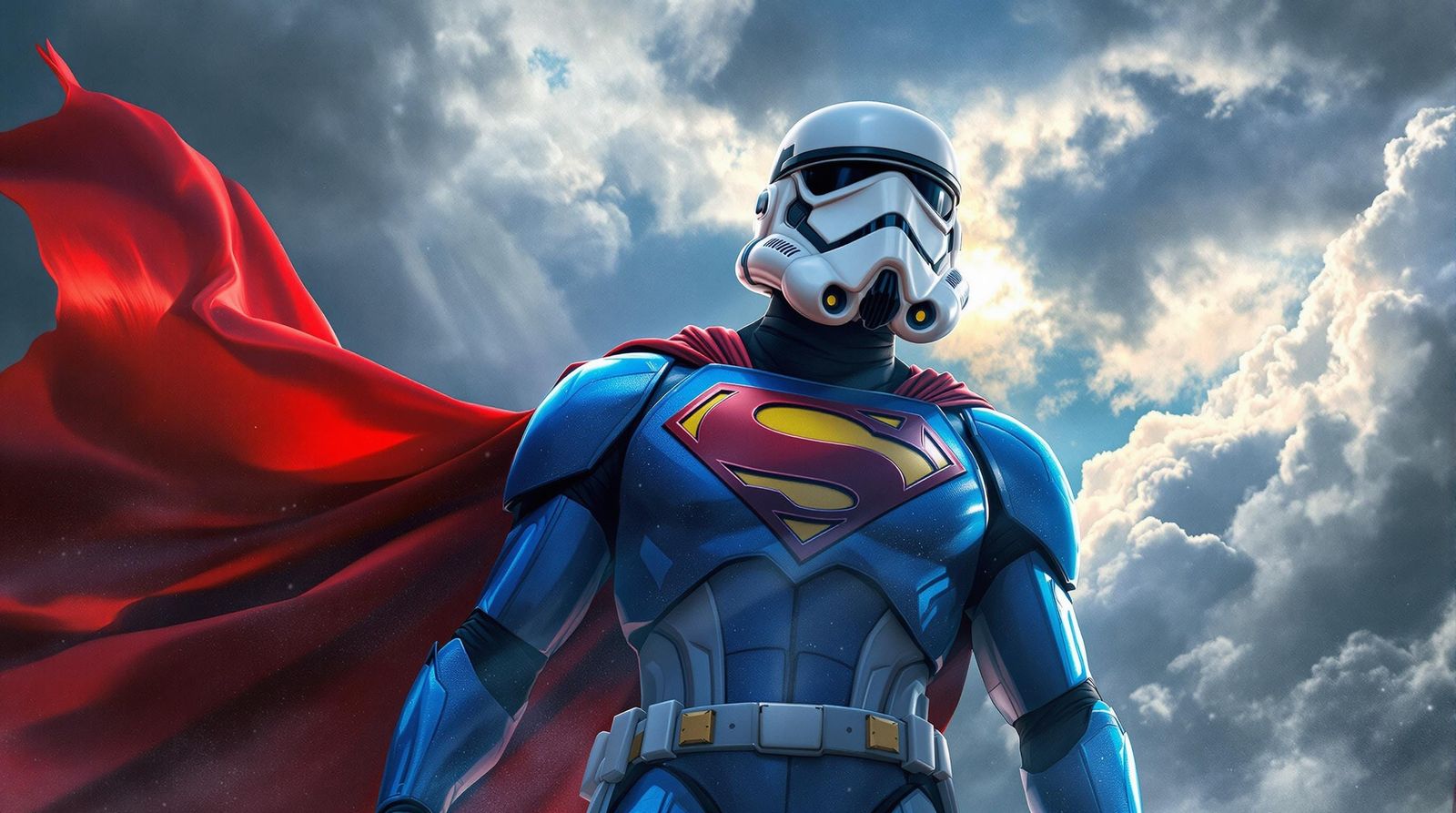 Cyberpunk Stormtrooper Transforms into a Superman Icon