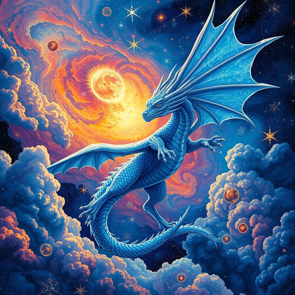 Cosmic Dragon Soaring: A Holographic Illustration