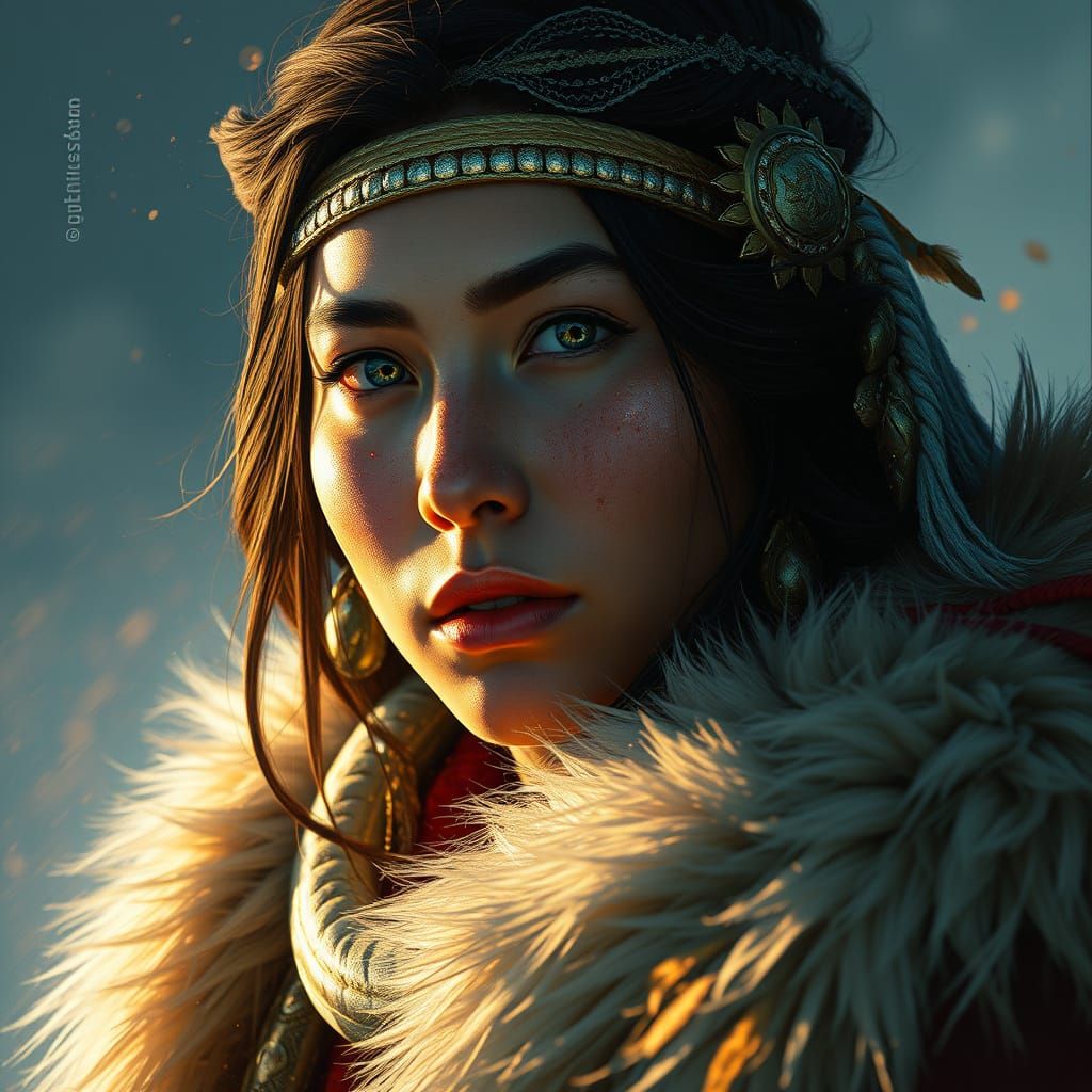 Inuit Woman Portrait in Triadic Colors
