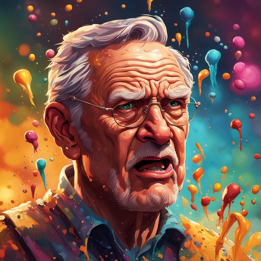 Hyperrealistic Portrait of a Comedian in Splash Art Style