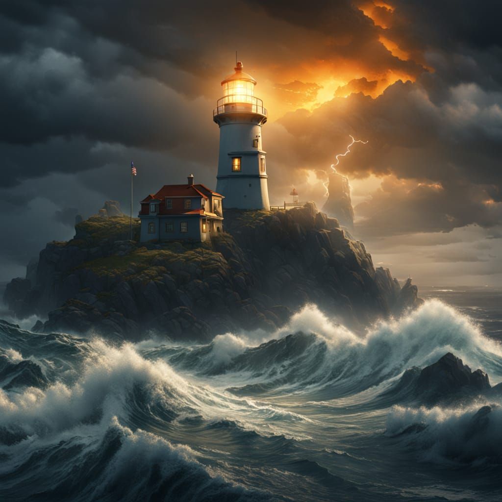 Lighthouse Guiding Ships Through Stormy Waters