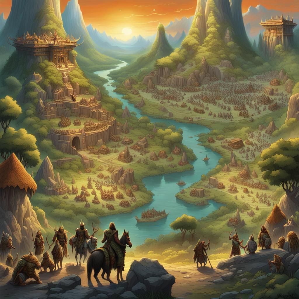 Fantasy Tribes Coexisting in Kyrian Landscape