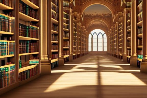 Magnificent Heavenly Library Interior in Unreal Engine 5