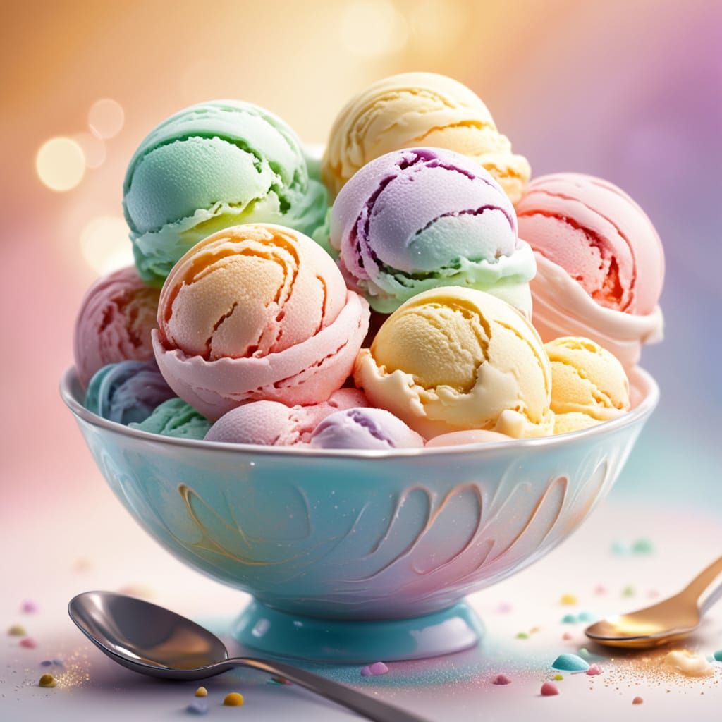 Scoops of ice cream in a bowl