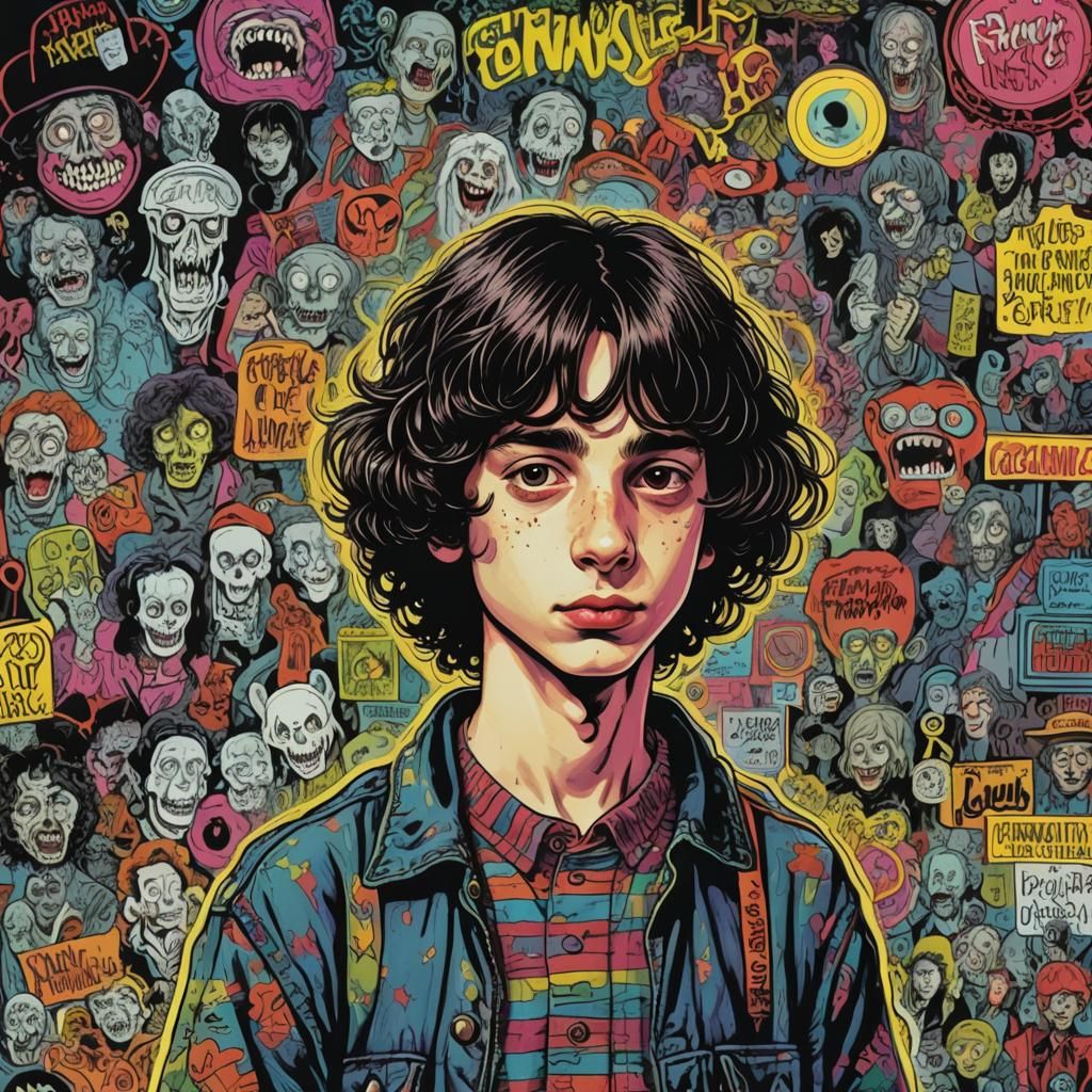 Finn Wolfhard in Neon Gothic Nostalgia