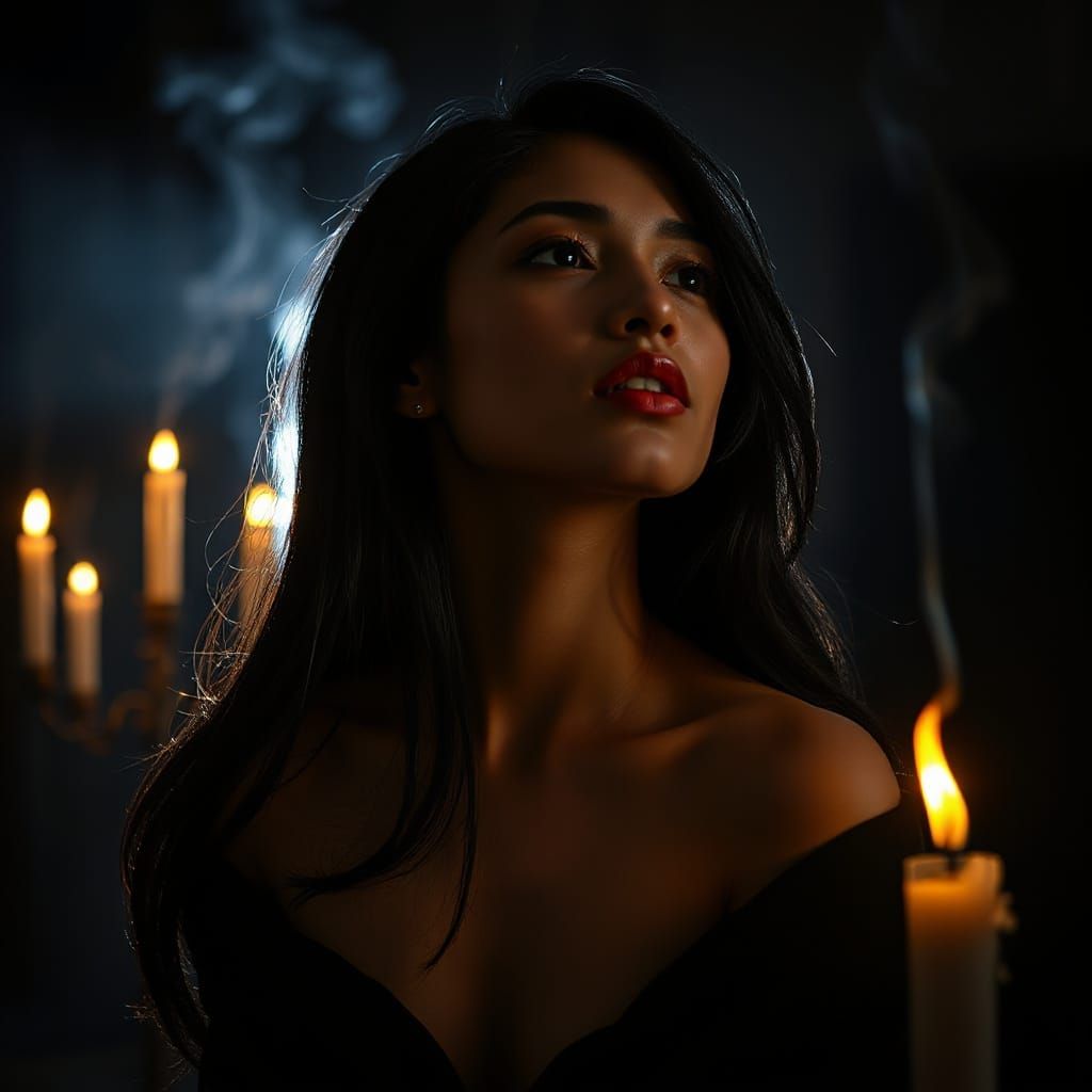 A Young Thai Woman in Warm Candlelight