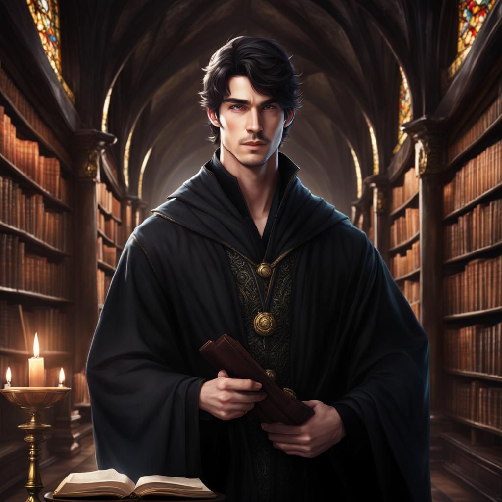 Trending On Artstation, Handsome Male, Nerdy, Porcelain fair skin,  Fit, Athletic Frame, short wavy dark black Hair, Lar...