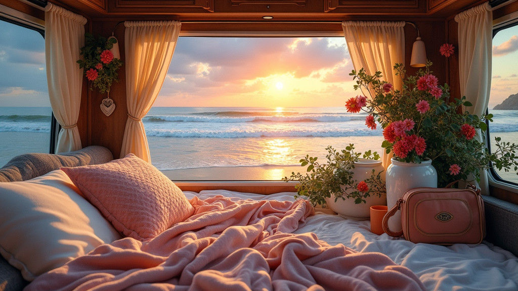 Dreamy Campervan Oasis in Impressionist Style