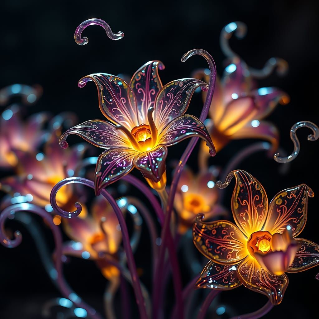 Ethereal Glass Blooms in Dark Fantasy
