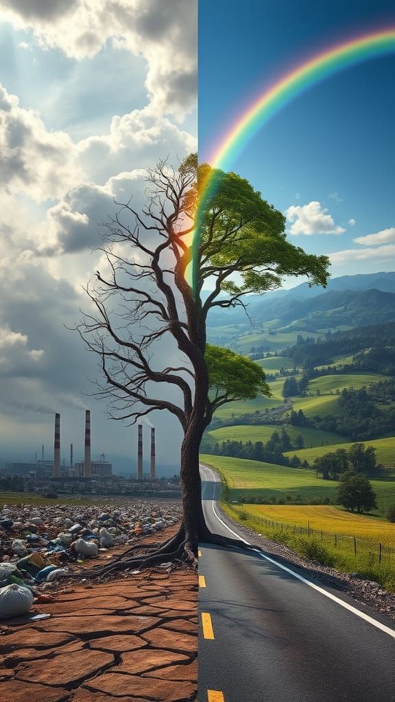 Surreal Symbolism: Hope Amidst Industrial Decay