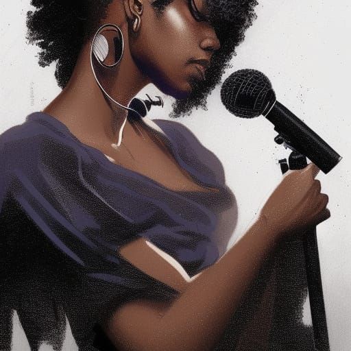 Black Woman Speaking: Hyperdetailed Concept Art Portrait