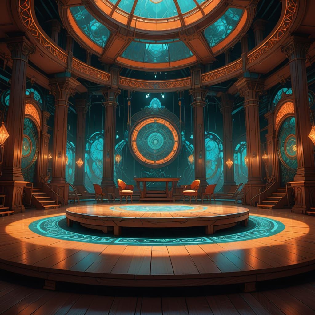 Empty Dancer's Stage with Dynamic Lighting