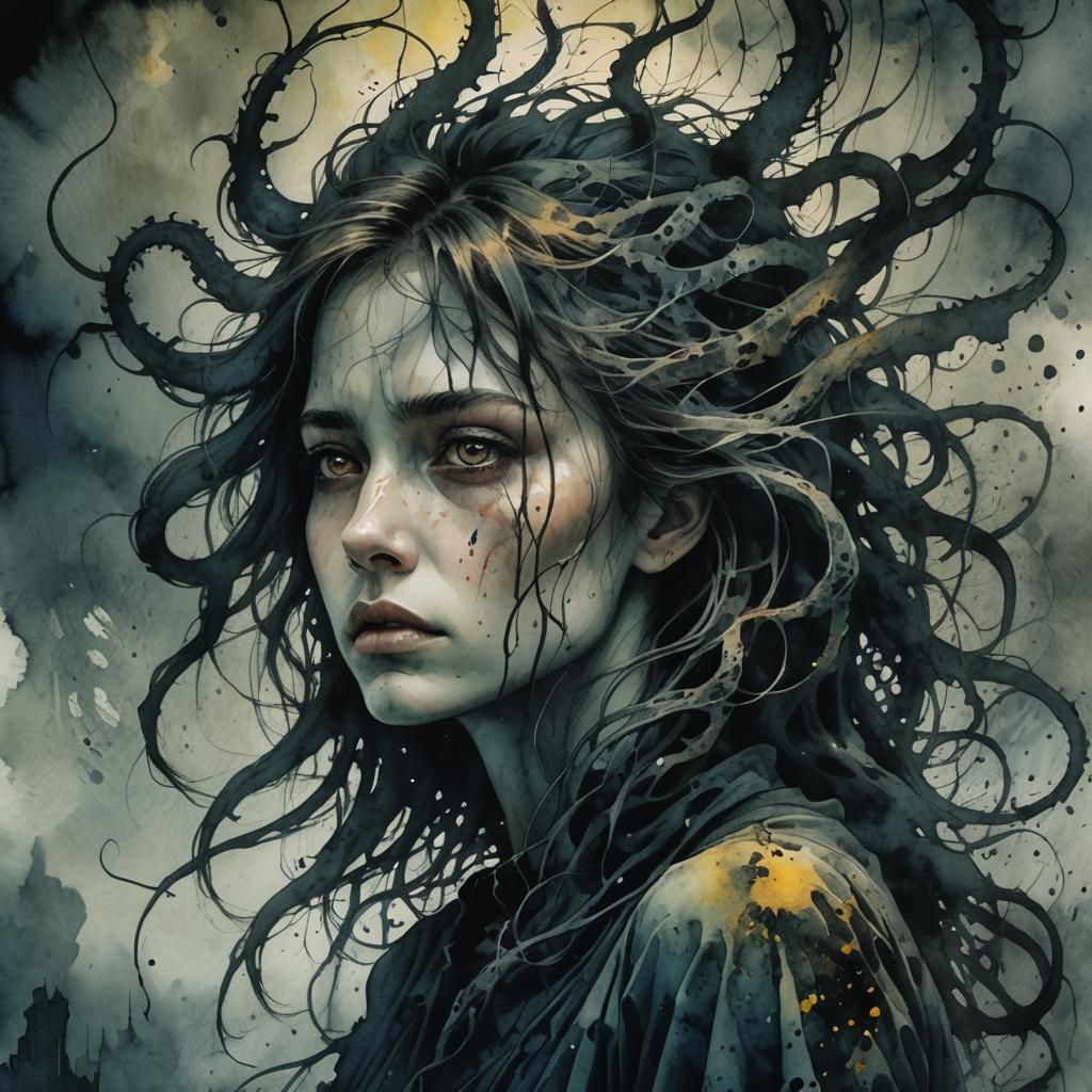 Dark Fantasy Woman Wakes in Gothic World