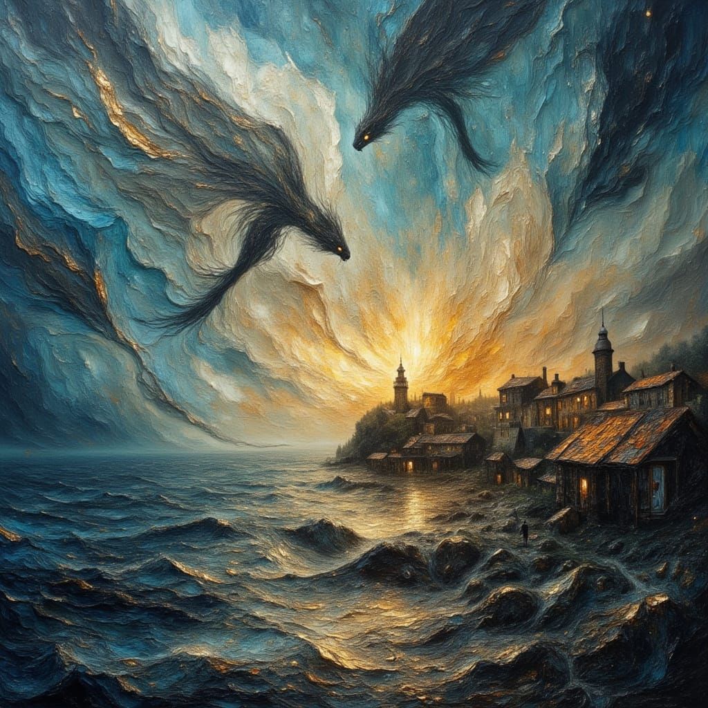 Seafaring Village Faces Celestial Storm Dragons