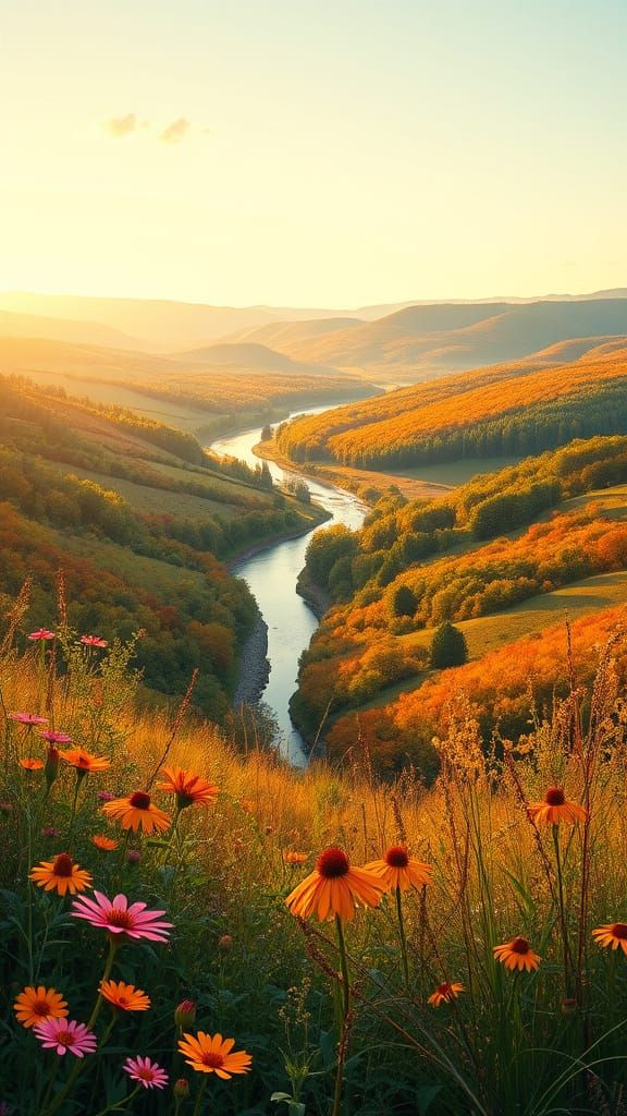 Autumn Countryside in Art Nouveau Style