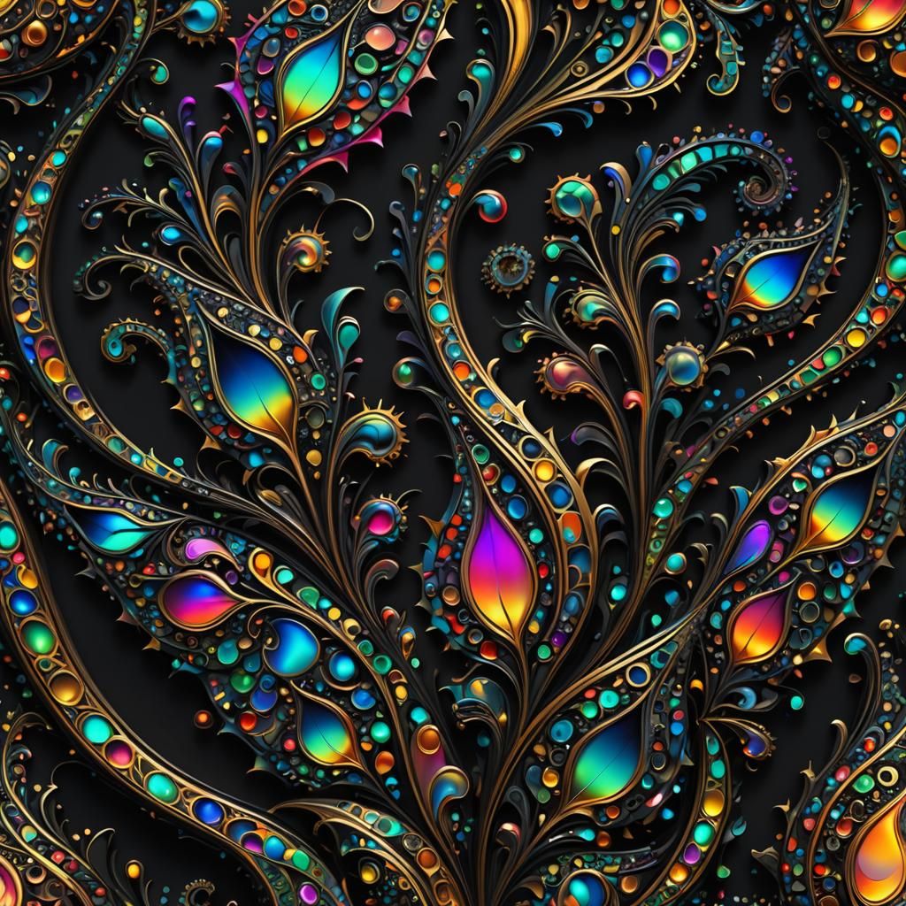 Iridescent Fractal Vase in Super Saturated Colors