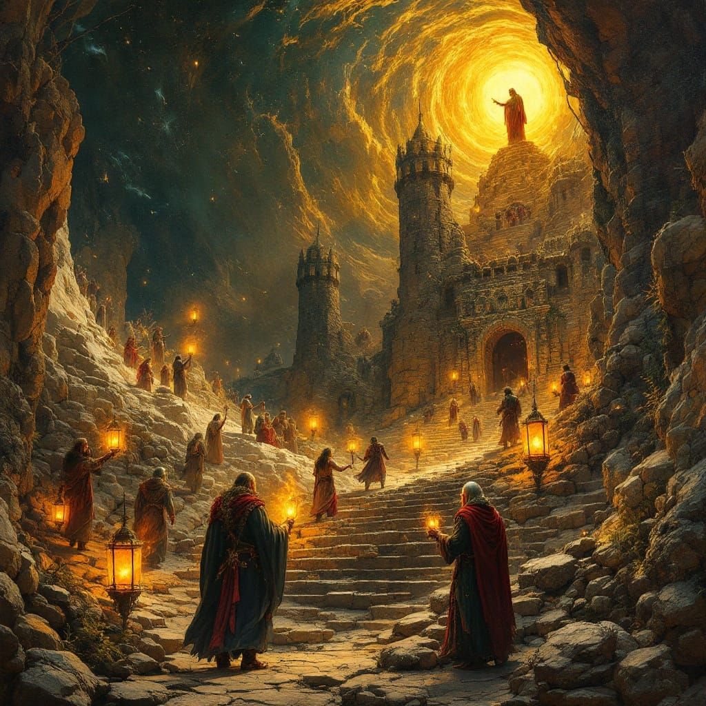 Vibrant Scenes from Revelation, as Intricate Oil Paintings i...