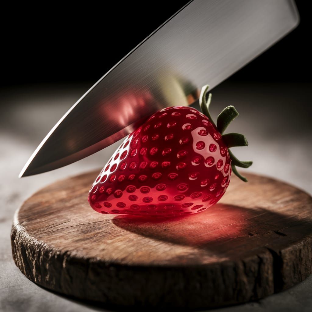 Translucent Gelatin Strawberry Macro Shot