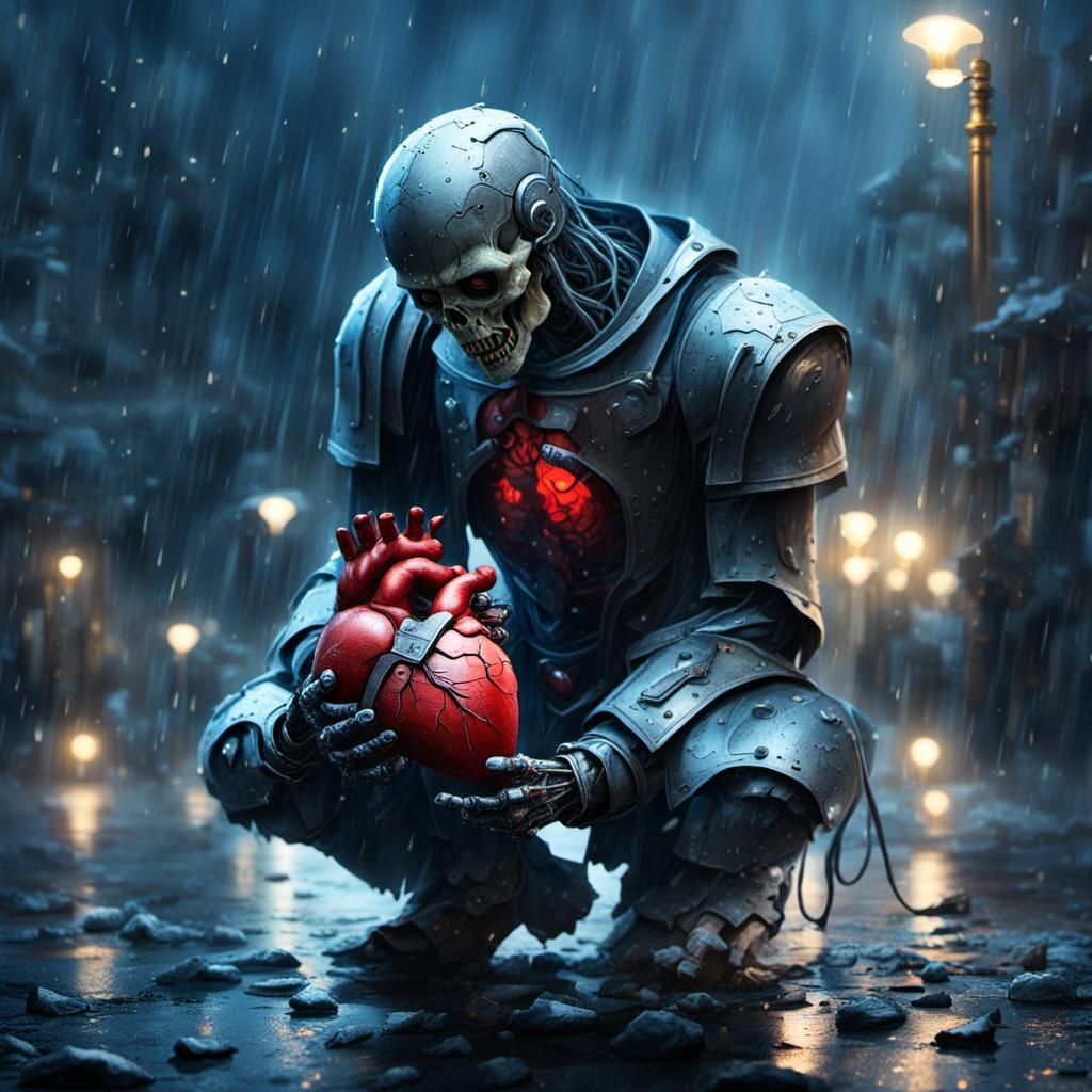 Android's Heart: A Gothic Horror Scene