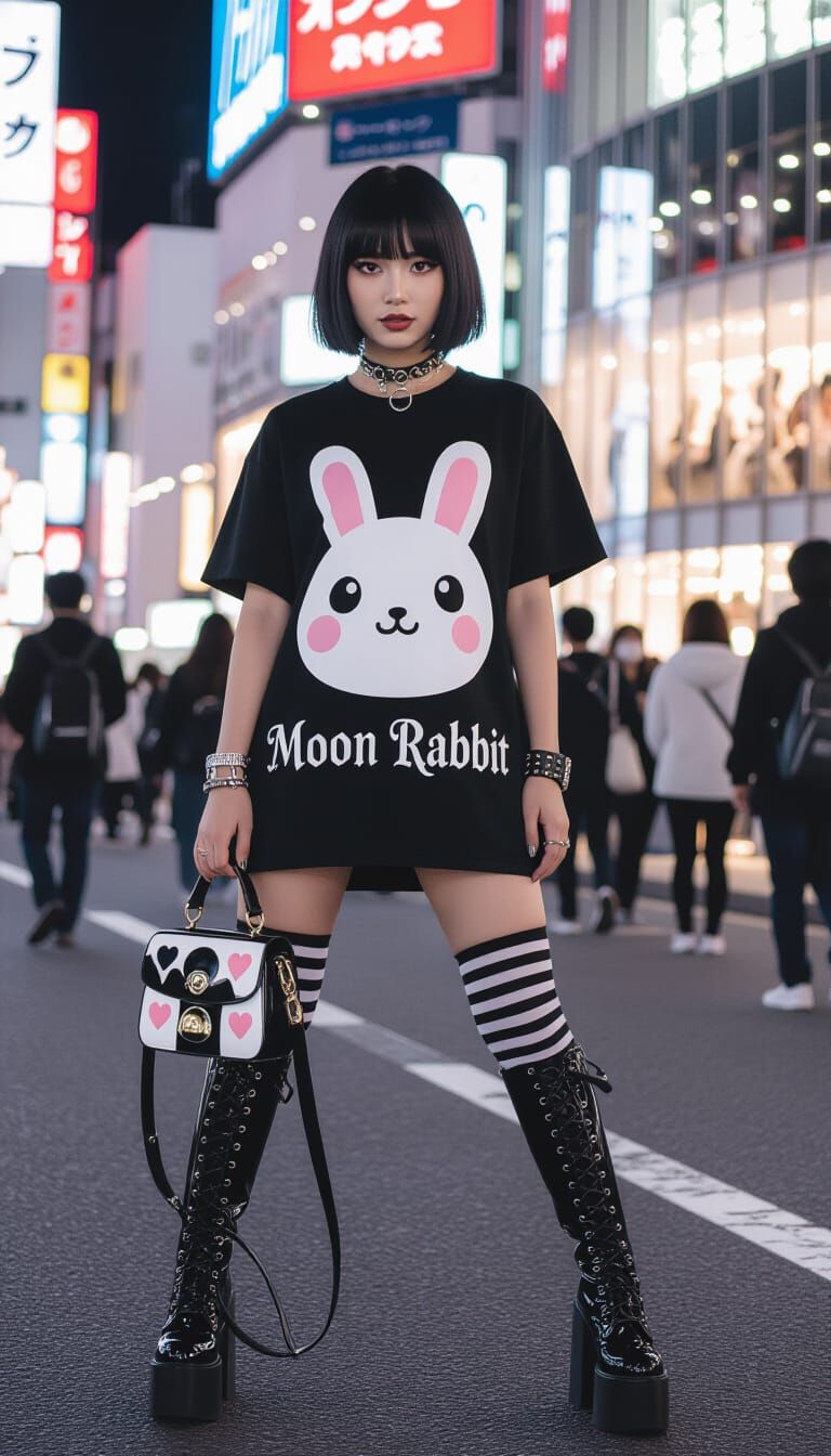 Gothic Thai Woman in Harajuku, Anime Key Visual
