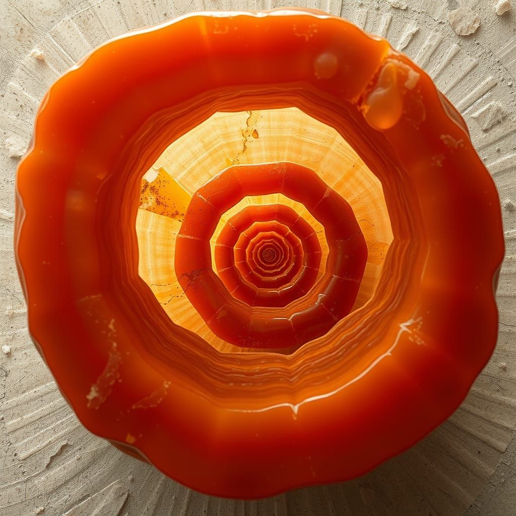 Ornate Carnelian Stone Featuring a Spiral Staircase