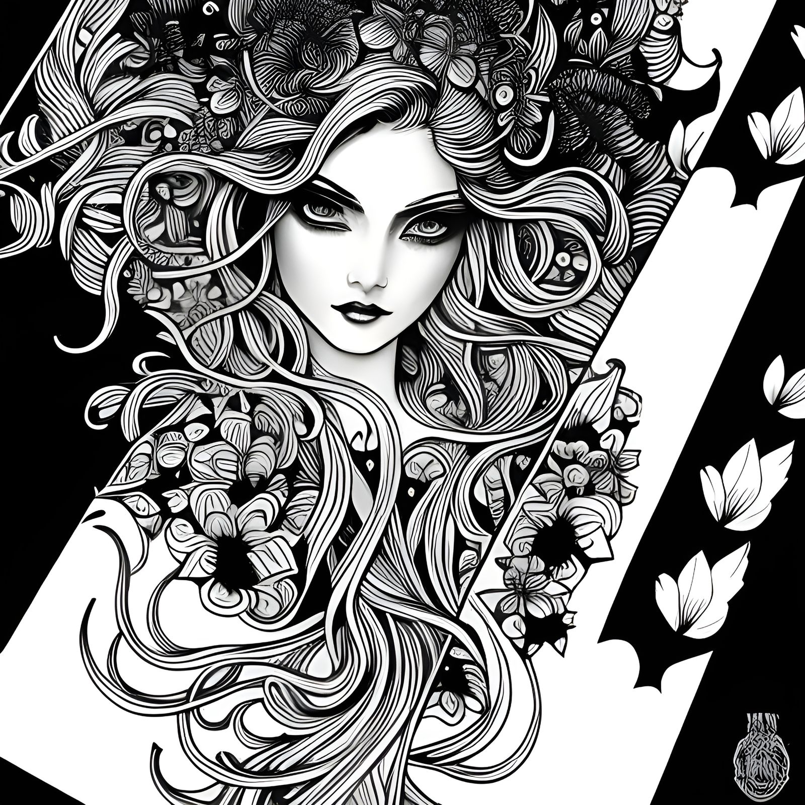 Fairytale Coloring Page with Mushrooms and Fairies