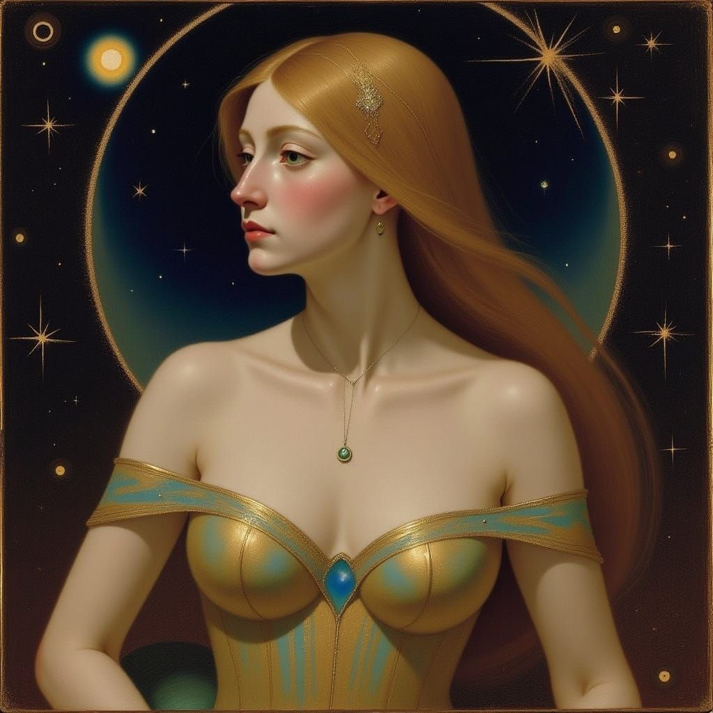 A Space-Inspired Portrait in a Romantic Realism Style