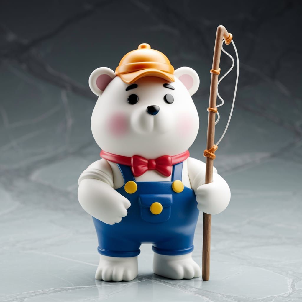 Cute Fisherman Polar Bear Action Figure