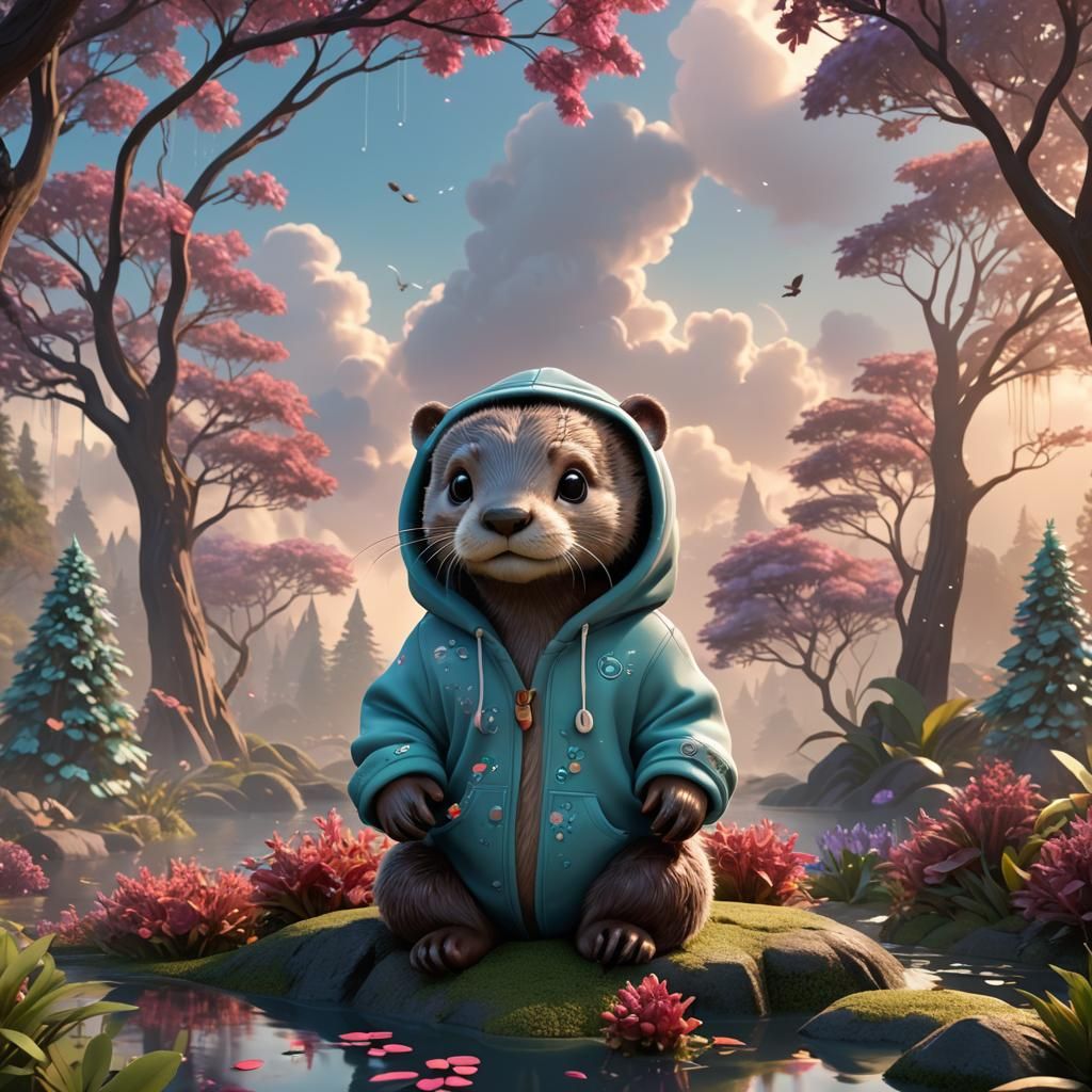 Otter in a hoodie