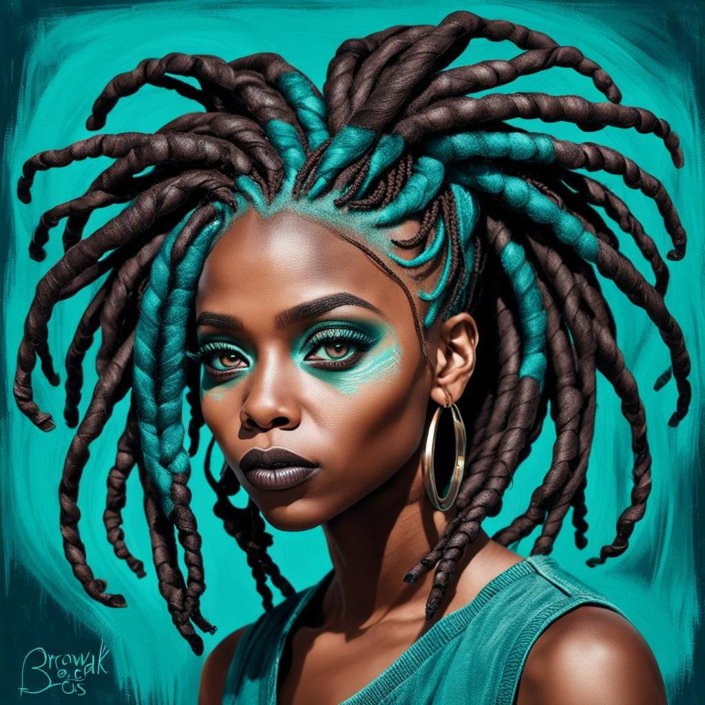 African American Woman Portrait in Chalk Art Style