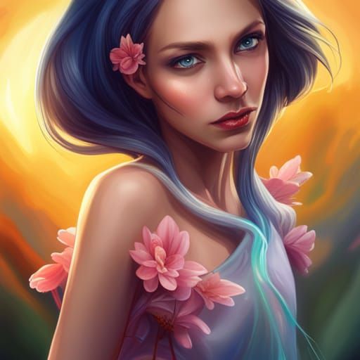 Vibrant Princess Portrait with Water Drop