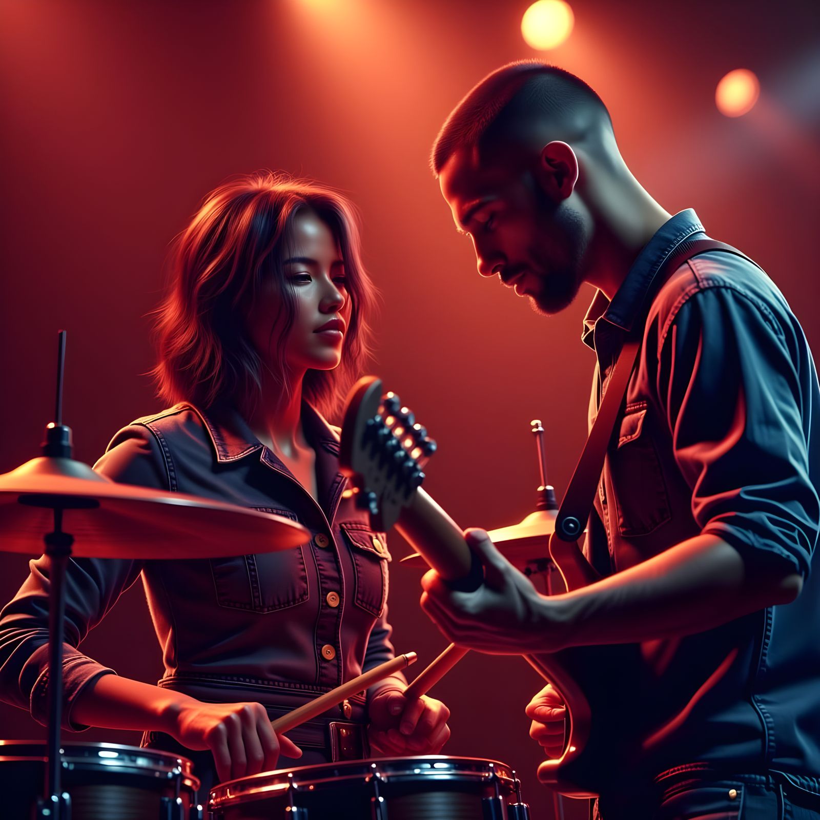 Intense Rock Pub Scene in Super Hyper Realism