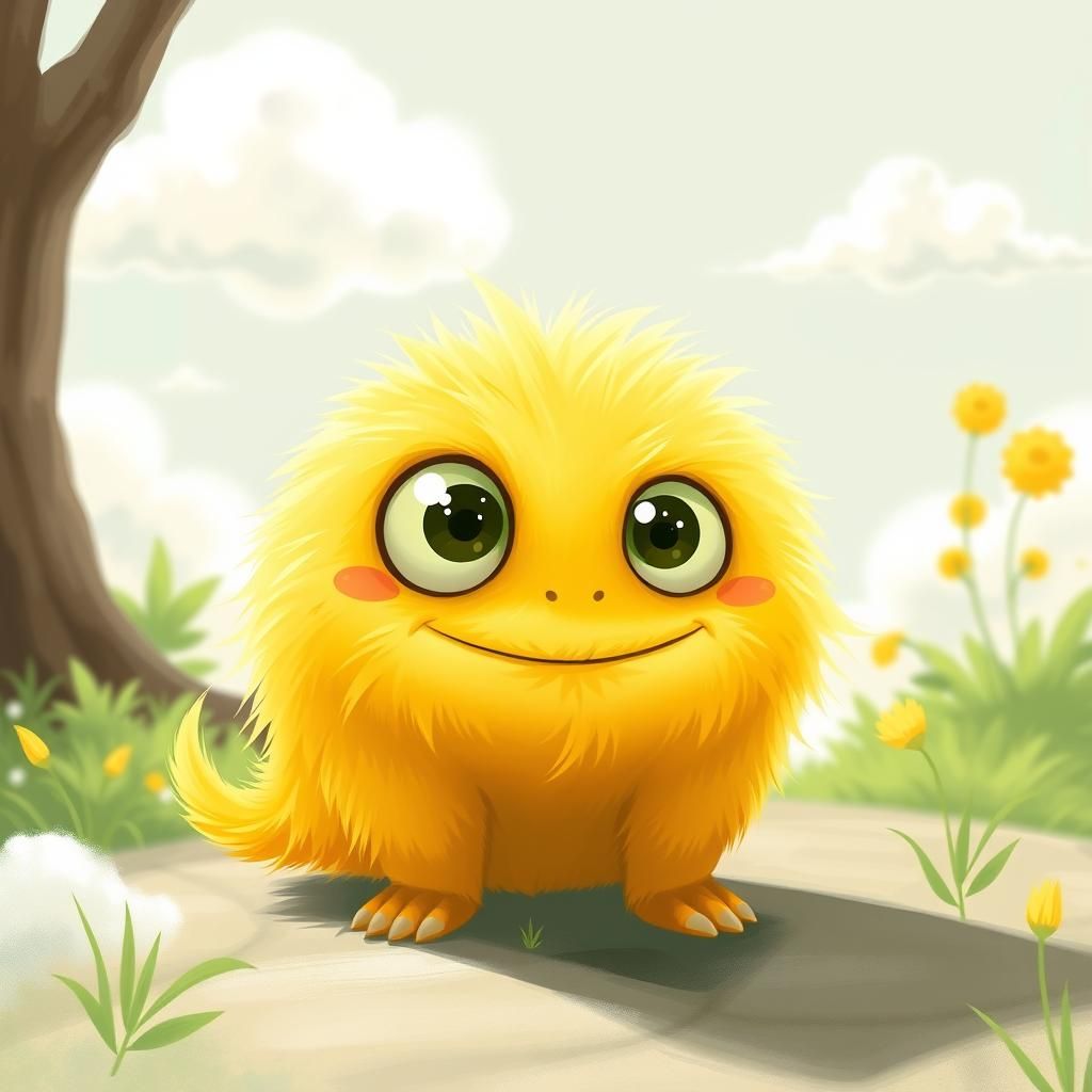 Adorable Yellow Monster in Whimsical Illustration Style